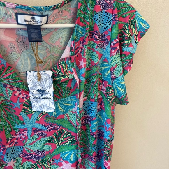 Island collection woman's large flowy fun summer pattern dress, coverup - Picture 6 of 9